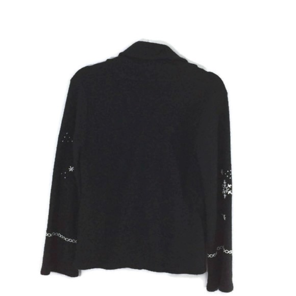 Vintage Black Button Snowflake Cardigan Sweater - Picture 2 of 6